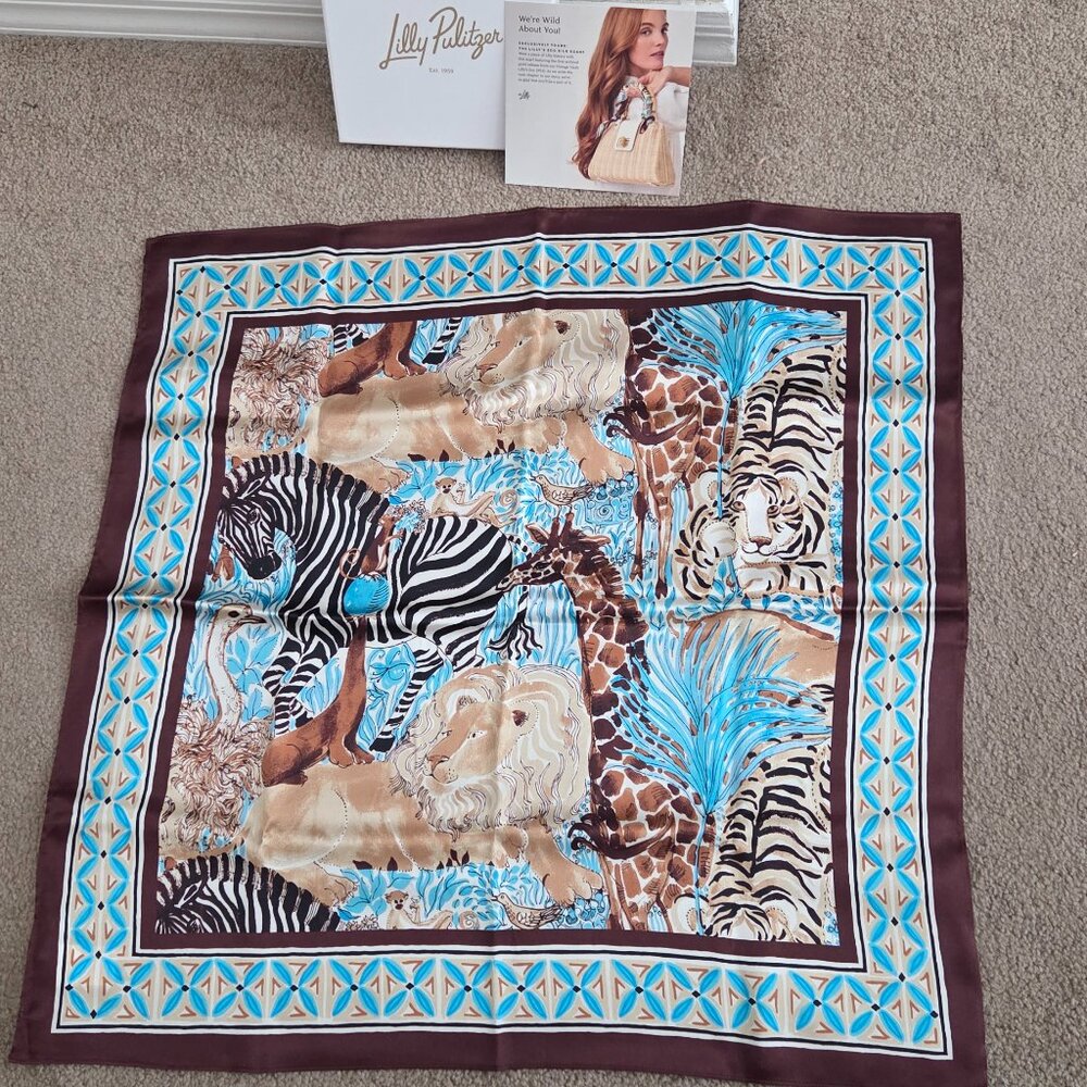 Brand New Lilly Pulitzer Lillys Zoo Silk Scarf